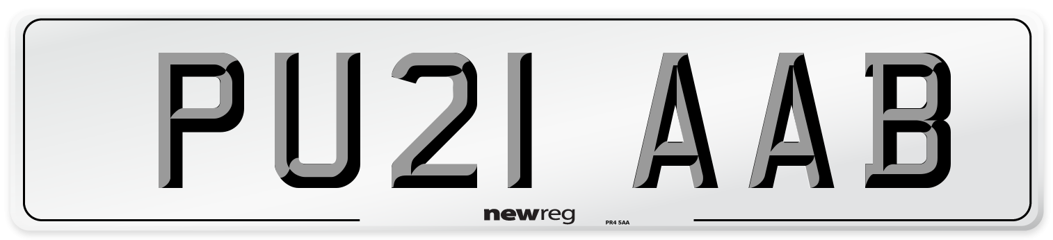 PU21 AAB Number Plate from New Reg